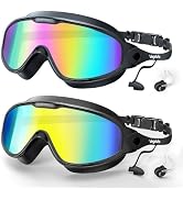 VegoVia Adult Swim Goggles 2 Pack, Anti-Fog 180° Wide View UV Protection Pool Swimming Goggles fo...