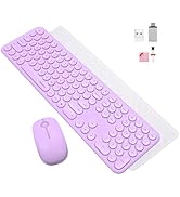 Mobifice Cute Wireless Keyboard and Mouse Combo Slim 2.4GHz USB Cordless Full Size Silent Retro K...