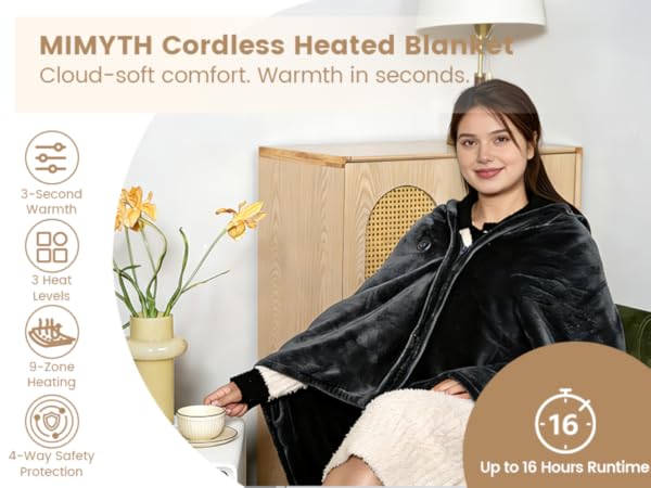Battery Operated Cordless Heated Blanket