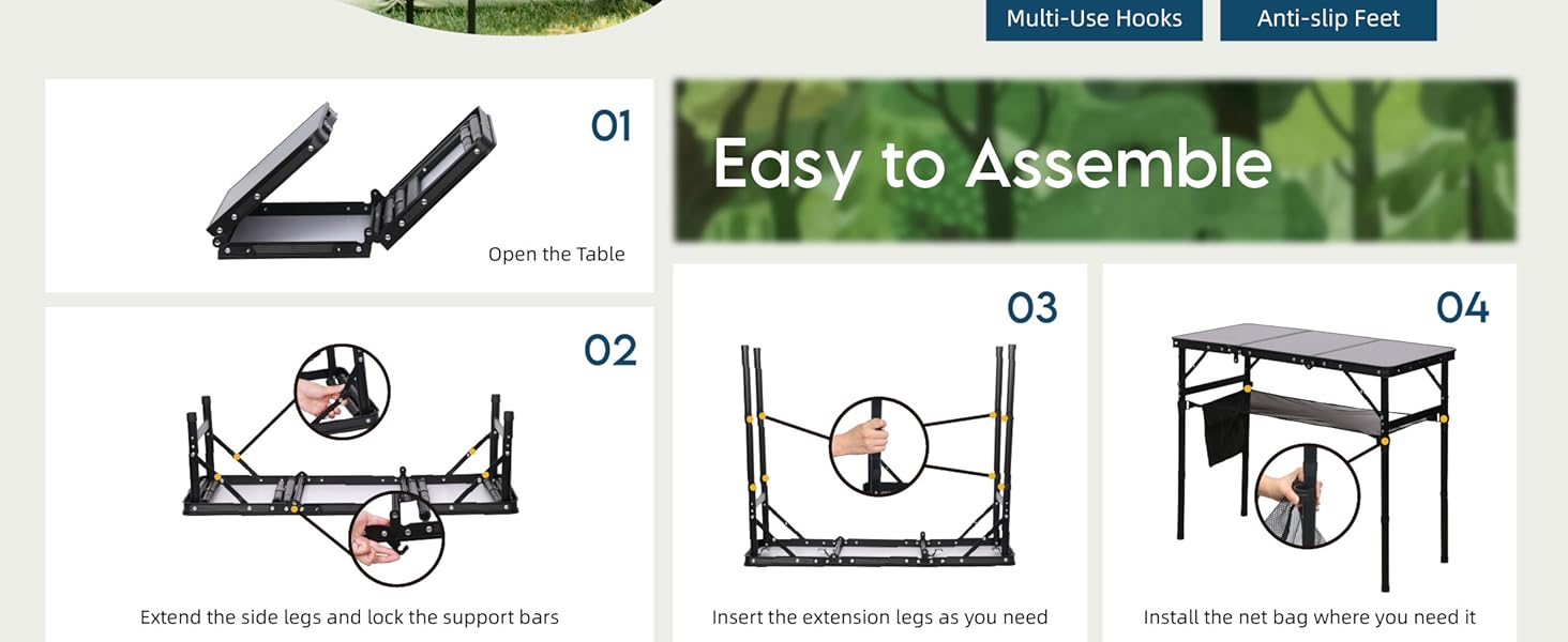 Tri-fold camping table
