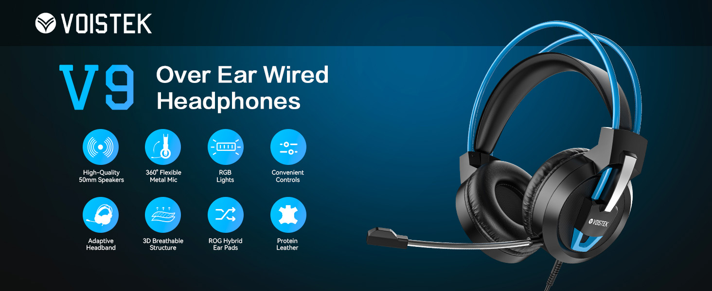 Voistek Gaming Headsets with Microphone, Gaming headphones Surround Sound, Noise Cancellation
