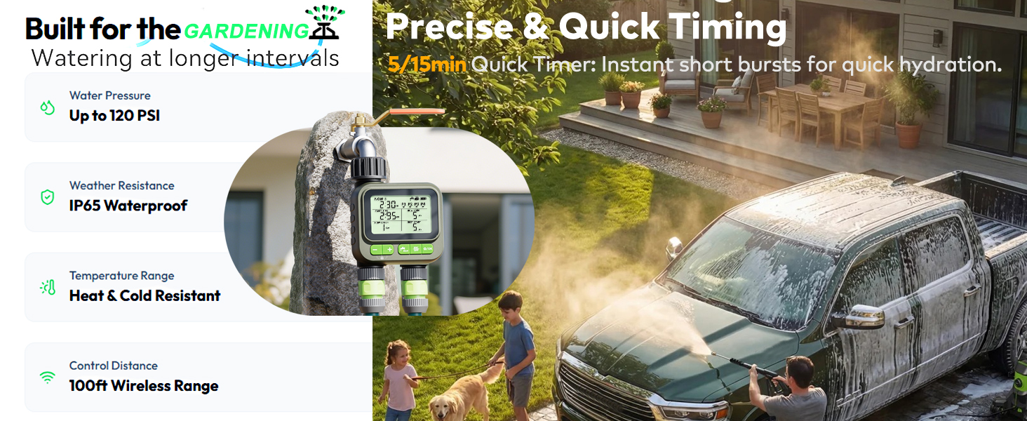 Sprinkler Timer with 3 Individual Programs, Brass Inlet Water Timer for Garden Hose
