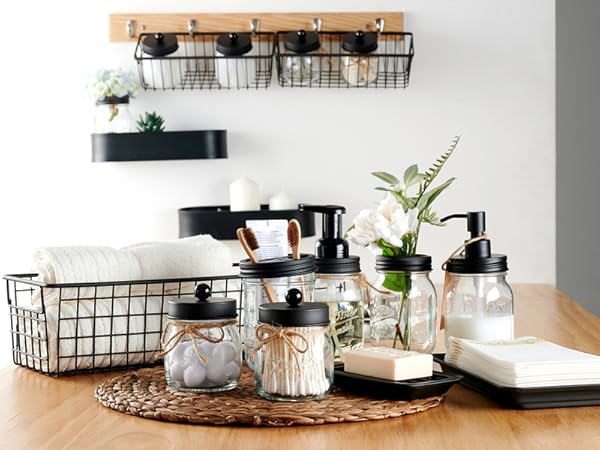 Mason Jar Bathroom Accessories Set