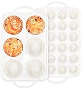 Fimary Silicone Muffin Pan with Metal Reinforced Frame - Mini Muffin Pan for Homemade Muffins, Cu...