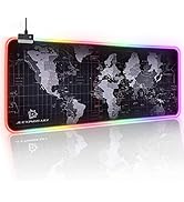 JYZZ RGB Gaming Mouse Pad - Large Led Keyboard Pad, Mouse Mat with HD Map, Smoothly Waterproof Su...