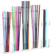 HSFTEC Straw Holder for Cabinet Door, Reusable Tumbler Straw Organizer Storage Container Mount fo...