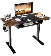 Tangkula Standing Desk with Keyboard Tray, Height Adjustable Electric Sit Stand Desk with Splice ...