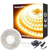 RadiantFlux Warm White Led Strip Lights for Bedroom, 16.4ft 300Leds, Dimmable,Flexible, Super Bri...