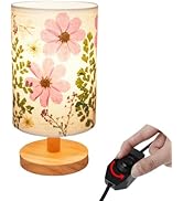 Floresita Dried Flowers Small Table Lamp 9W LED Dimmable Warm Light Pressed Flower Bedside Lamp L...