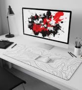 UJoowalk Topographic Gaming Mouse Pad, Large, Black and White, 31.5 x 11.8 in