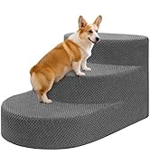Dog Stairs for Small Dogs, Foam Steps for Small Dogs &amp; Cats, 3 Steps Dog Ramp for High Beds, Couc...