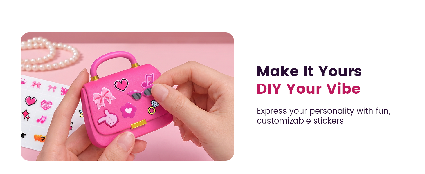 Cute pink earbuds with DIY stickers