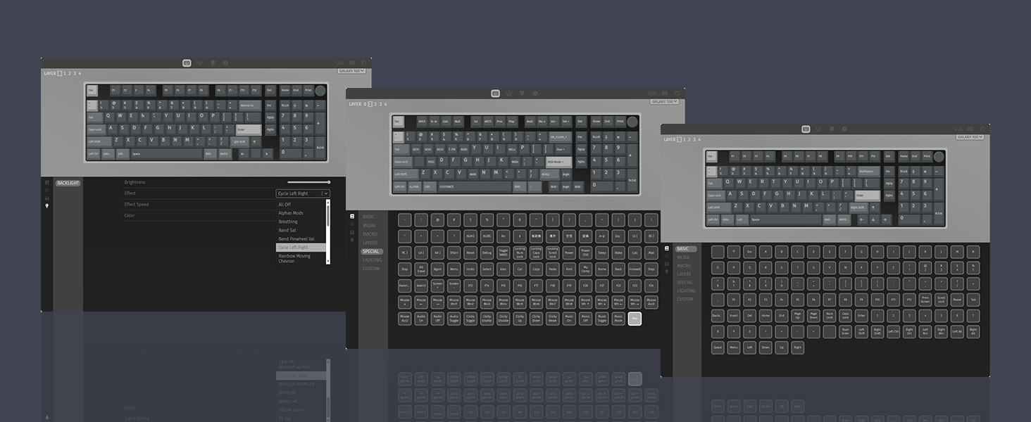 a computer keyboard with different shapes and sizes.