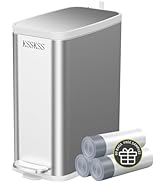 KSSKSS Small Bathroom Trash Can with Charcoal Filters Soft Close Lid, 6L/ 1.6 Gallon Stainless St...