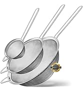 Walfos Fine Mesh Strainers Set, Premium Stainless Steel Colanders and Sifters, with Reinforced Fr...