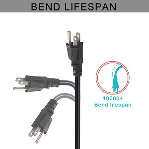 12FT Computer Monitor Replacement Power Cord -Black Long Standard PC Replace AC Power Cord