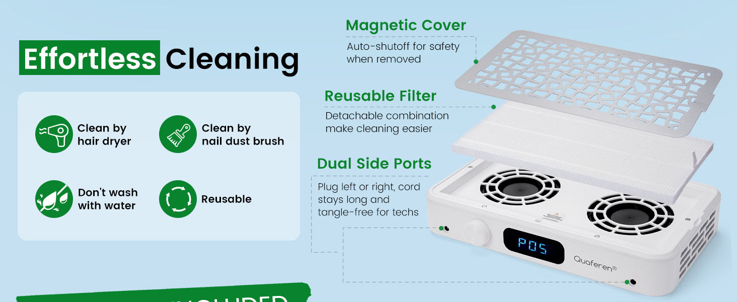 nail dust collector nail tech professional portable vacuum quiet fan gel vent filter women