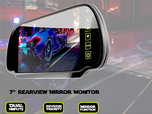 7 Inch TFT LCD Car Rearview Mirror Monitor