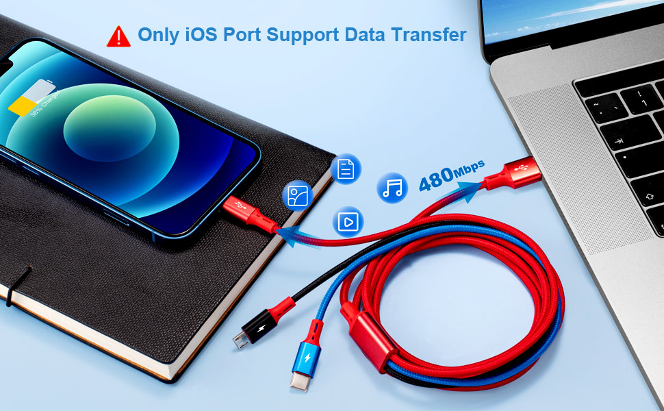 3 in1 Multiple phone usb fast charger cord type c micro usb charging cable usb c car charger cable