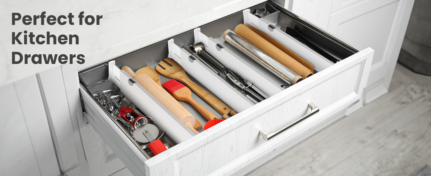 Drawer Dividers being used in a kitchen drawer
