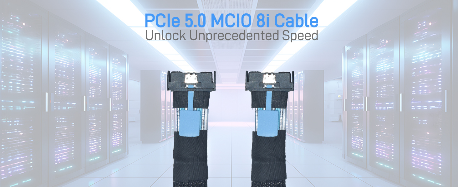 LetLinkSo Gen5 PCIe 5.0 MCIO 8i to MCIO x8 Extension Cable Straight Male SFF-TA-1016 74pin