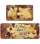 Cusugbaso Wine Kitchen Rugs Set of 2, Wine Kitchen Mats Non Skid Washable Kitchen Decor Farmhouse...