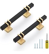Ravinte Decor 30 Pack Cabinet Handles 3 inch Hole Center Black and Gold Cabinet Pulls, Kitchen Ca...