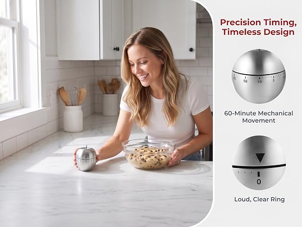 Stainless steel mechanical kitchen timer