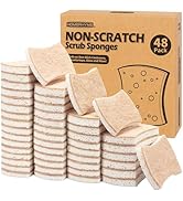 HOMERHYME Natural Dish Sponge 48 Pack, Non-Scratch Scrub Sponge, Eco Multipurpose Kitchen Sisal F...