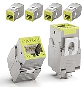 LEENUE CAT6A Keystone Jacks Shielded 6-Pack, RJ45 180 Degree Ethernet Jack 10 Gbps with Slim Zinc...