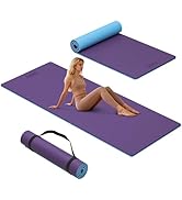 HAHE Yoga Mat Thick, 72"x32"x0.4"Th (10mm), Wide Non-Slip Exercise Mat with Carry Strap, Double-S...