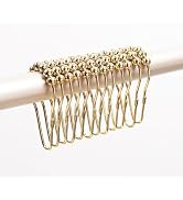 Shower Curtain Hooks, Rust-Proof Stainless Steel Bathroom Hooks, Polished Nickel &amp; Golden Dual-To...