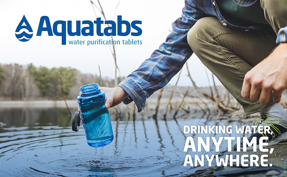 Aquatabs water purification tablets – emergency drinking water for hiking, travel kit, and camping