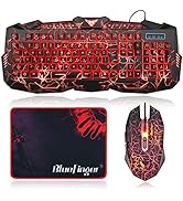 BlueFinger Backlit Gaming Keyboard and Mouse Combo,USB Wired Backlit Keyboard Mouse Game Set,Mult...
