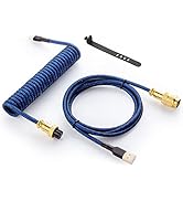 GUNMJO Starlight Coiled USB C Keyboard Cable for Gaming Keyboard, Double-Sleeved Mechanical Keybo...