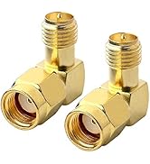 BOOBRIE 90 Degree Reverse Polarity SMA Male to Female Adapter, Pure Copper, Gold-Plated, 50 Ohm, ...