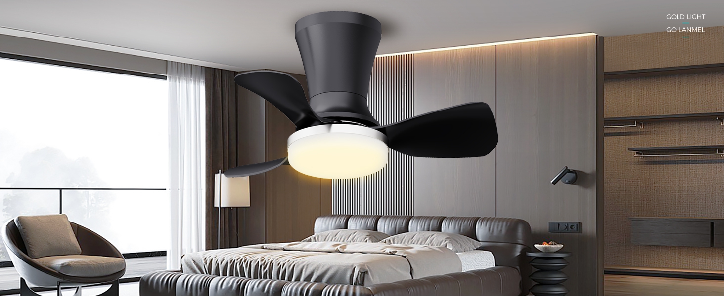 low profile modern ceiling fans with lights remote flush mount white black