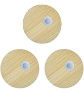 TERESRY 3 Pack Bamboo Lids for Glass Cups with Straw Hole, 2.75inch/70mm Wooden Lids for 16OZ Bee...