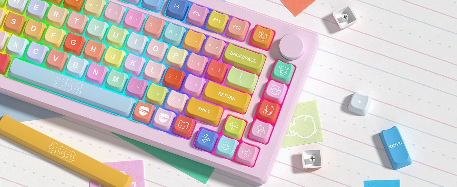 keycaps pbt Keyboard Keycaps 60 65 75 100 Percent, MOA Profile Cat Cute Keycap