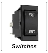 Switches. Black switch labeled extend and retract. Ext. Ret.