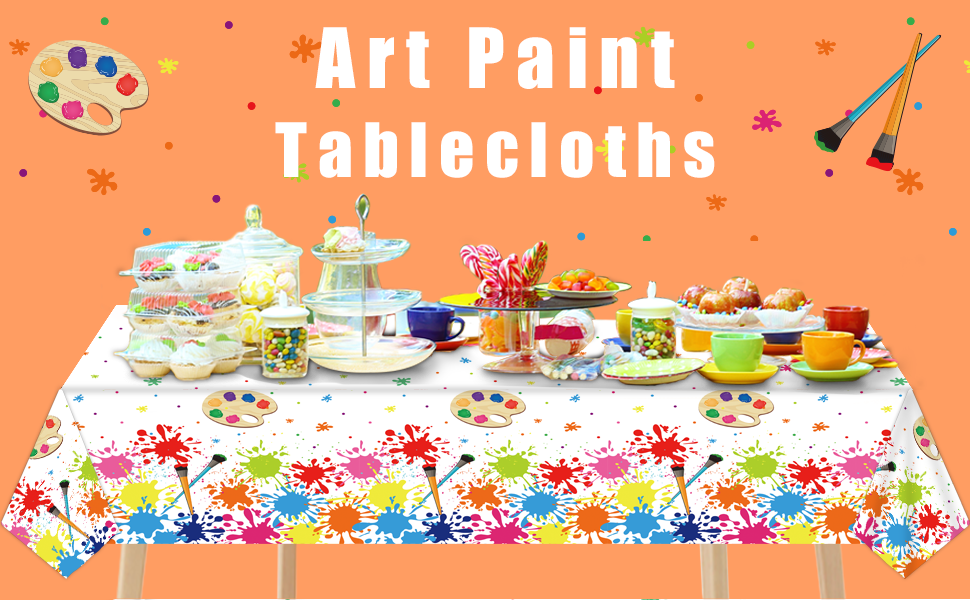 Set of 3 Art Paint Tablecloth Party Supplies Art Theme Birthday Party Decorations