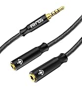 SOLMIMI Headphone Splitter 3.5 mm TRRS Stereo Audio Y Splitters Braided 4-Pole Male to 2-Female D...