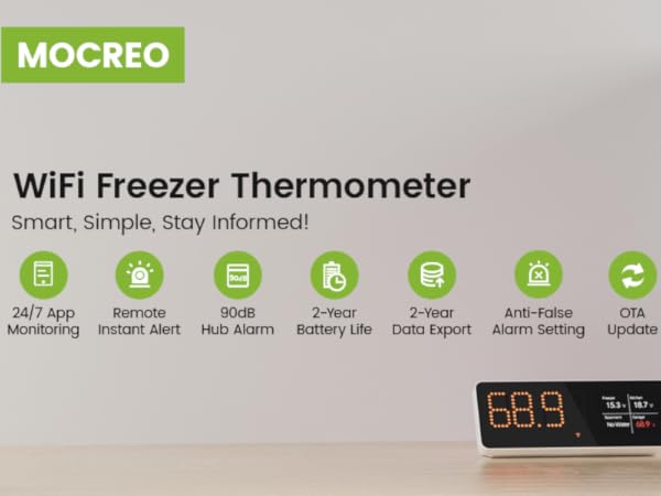 MS1 WiFi Freezer Thermometer Kit, Smart, Simple, Stay Informed