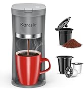 Karosie Small Single Serve Coffee Maker, Fast Brew for K-Cup &amp; Ground Coffee, 6-12 Oz Brew Sizes,...