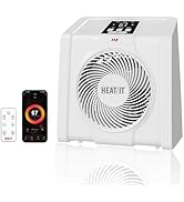 HEATIT Space Heater with Remote for Indoor, Digital Display with Thermostat,Containing Plasma &amp; O...