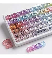 Rainbow Clear Keycaps, 125 Keys MOA Profile Transparent Keyboard keycaps, Shine Through Jelly Key ca...