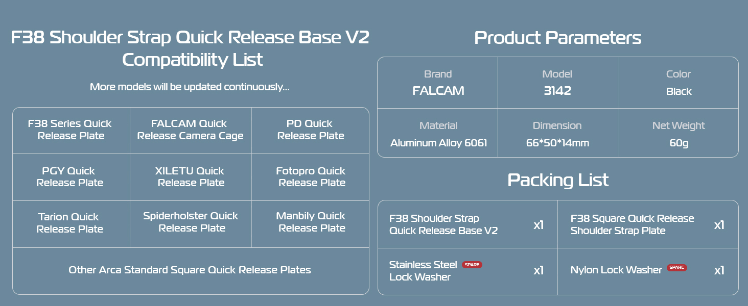falcam f38 quick release system for shoulder straps