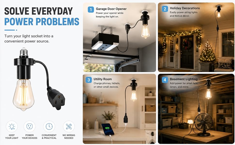 Multifunctional 2/3 Prong Socket Adapter
