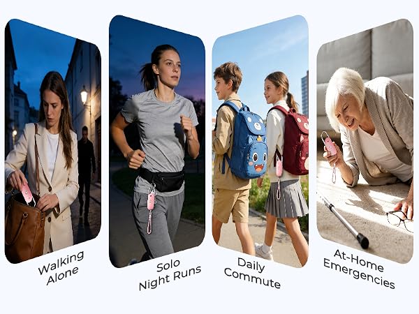 Four product cards with labels: 'Exclusive Access', 'Shift Night Runs', 'School Commute', 'Afternoon Errands'. Each shows different demographic scenarios in color-coded photographs.