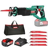 Cordless Reciprocating Saw, HYCHIKA 18V Cordless Saw with 0-2800 SPM Variable Speed, Cordless Pow...